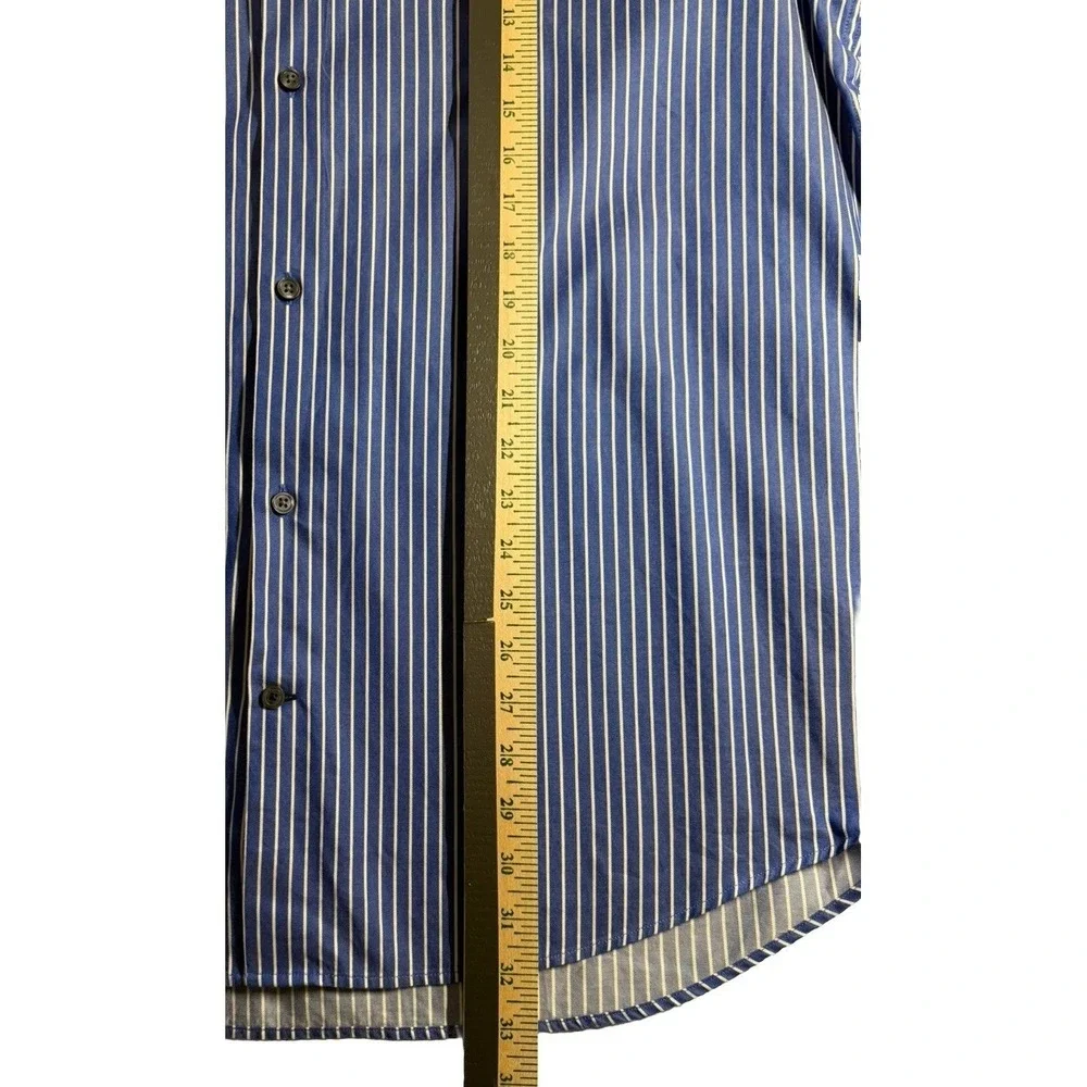 Mens XL‎ Striped Dress Shirt Blue White Banana Republic Long Sleeve Cotton